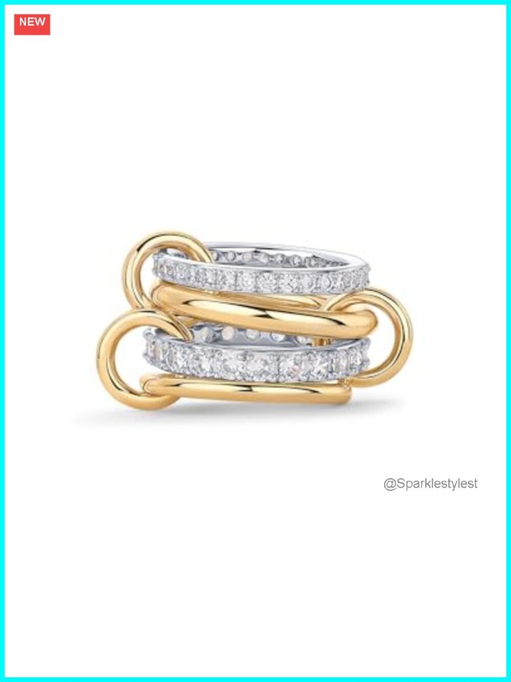 PAVOI 14K Gold Plated Stackable Rings Set Interlocked Two Tone